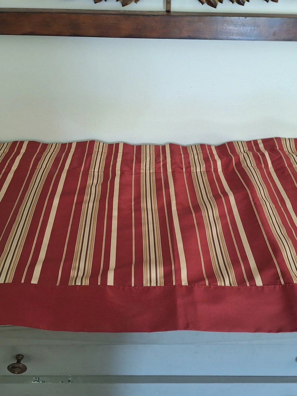 Red and Beige Striped Window Valance - 4